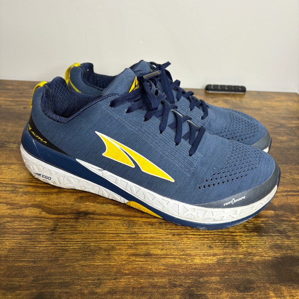 Altra Mens 11 Paradigm 4.5 Running Shoes FootShape Wide Toe Sneakers Blue Yellow